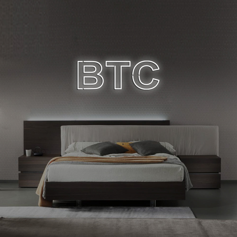 Bitcoin BTC LED Neon Sign in Cool White