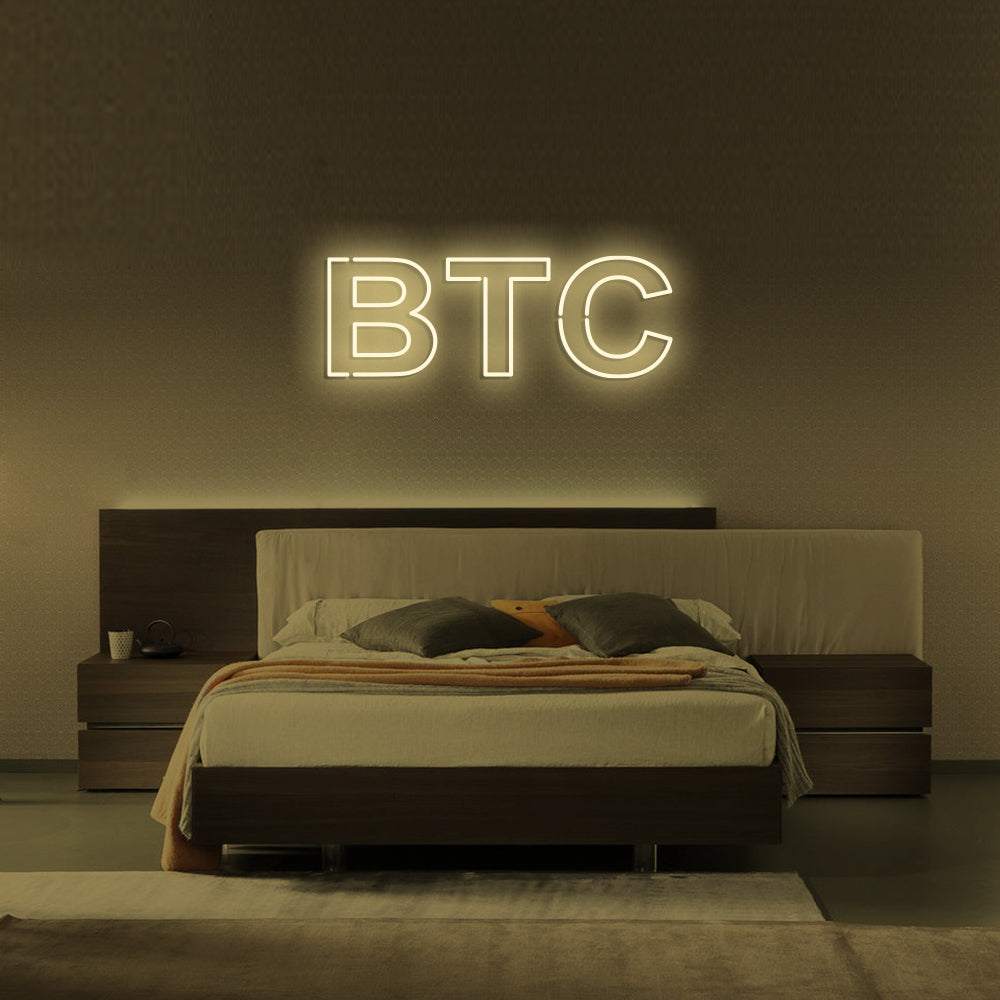 Bitcoin BTC LED Neon Sign in Warm White