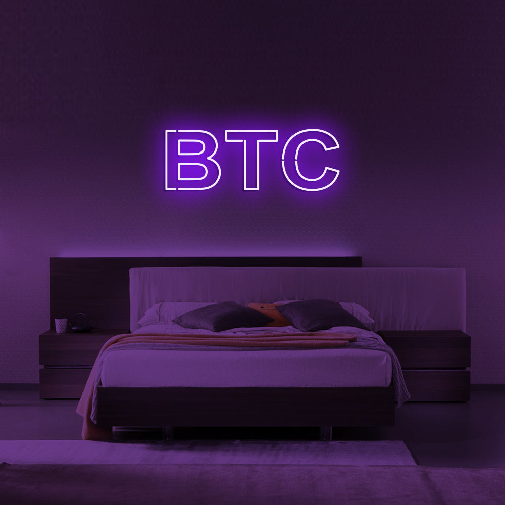 Bitcoin BTC LED Neon Sign in Purple