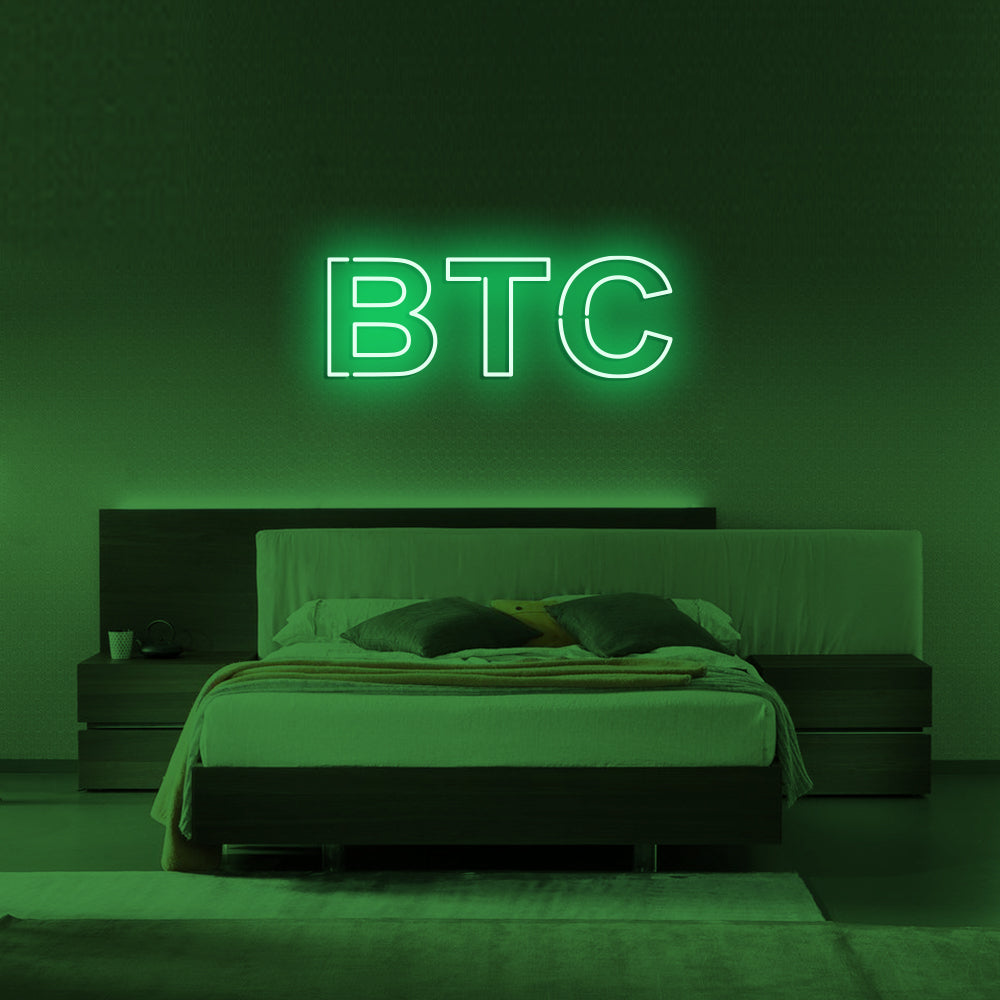 Bitcoin BTC LED Neon Sign in Green