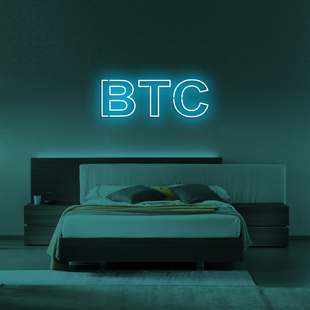 Bitcoin BTC LED Neon Sign in Ice Blue
