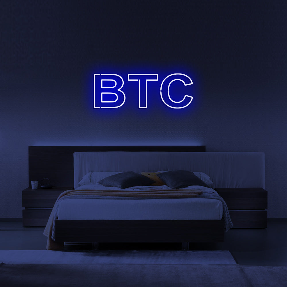 Bitcoin BTC LED Neon Sign in Blue