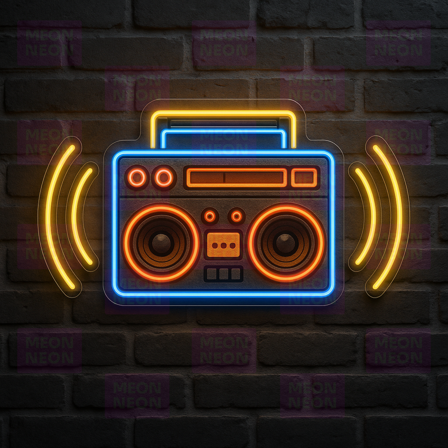 Boom Box LED Neon Sign - 80s Music Culture - Multi-Color Sound