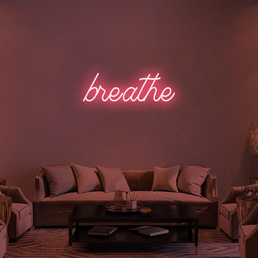 Breathe LED Neon Sign in Light Pink