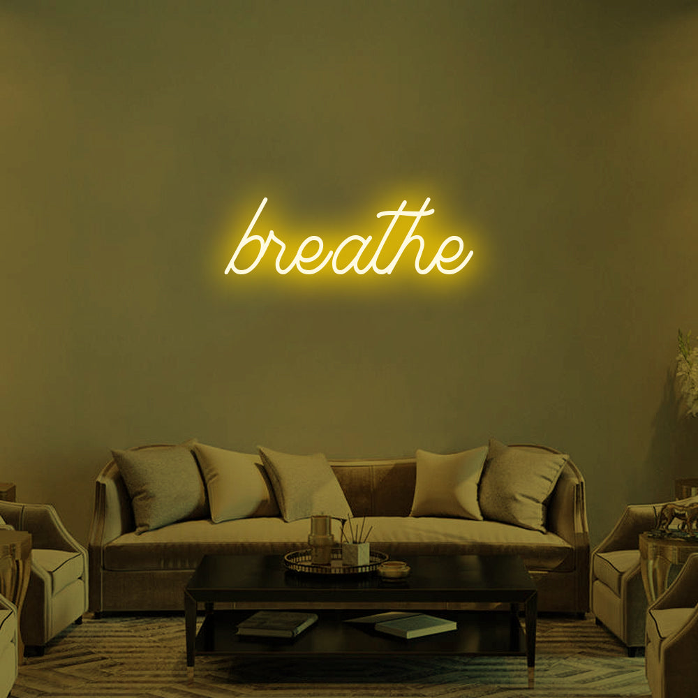 Breathe LED Neon Sign in Yellow
