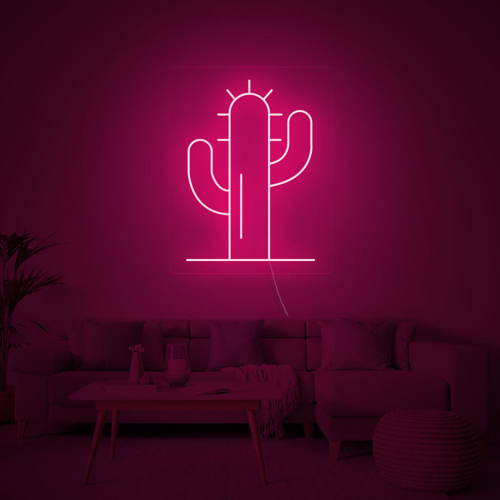 Cactus LED Neon Sign in Pink