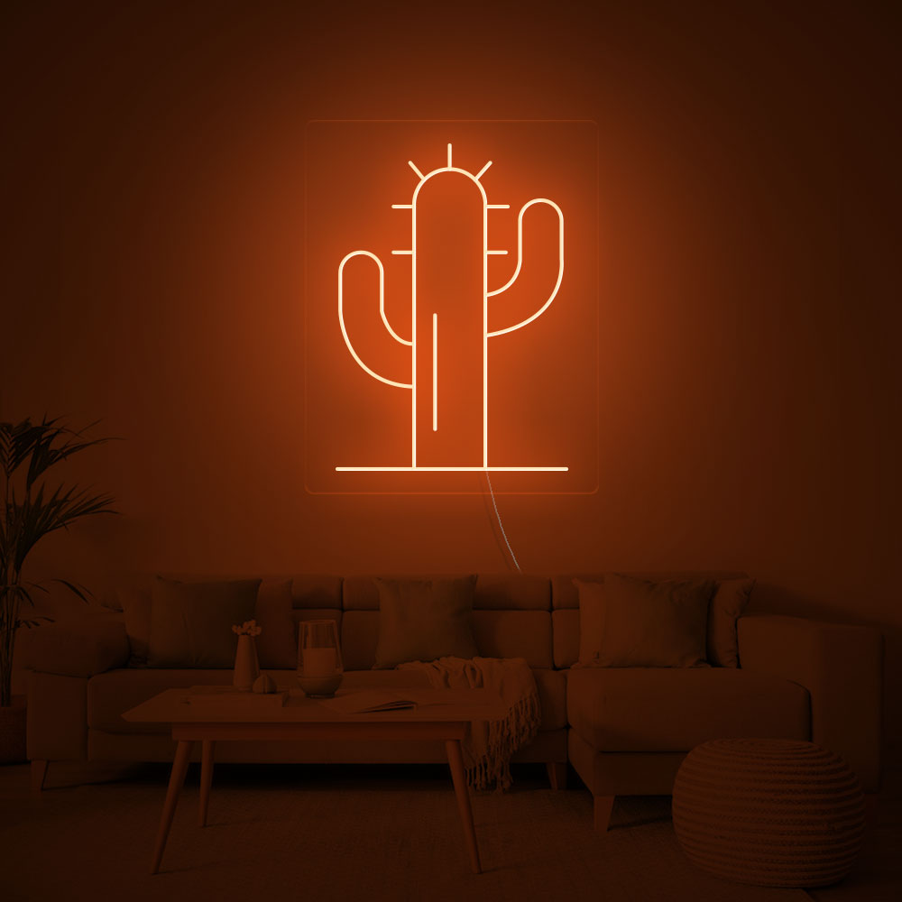 Cactus LED Neon Sign in Orange