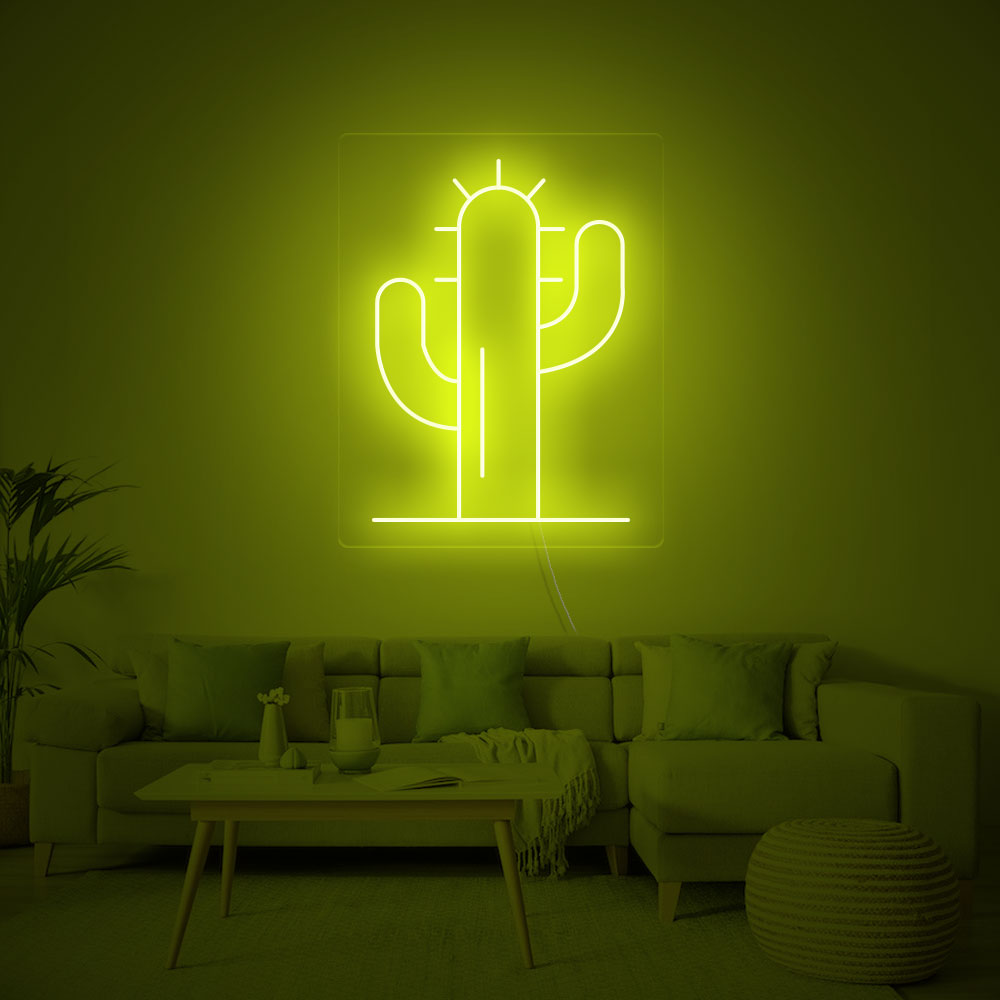 Cactus LED Neon Sign in Lemon Yellow