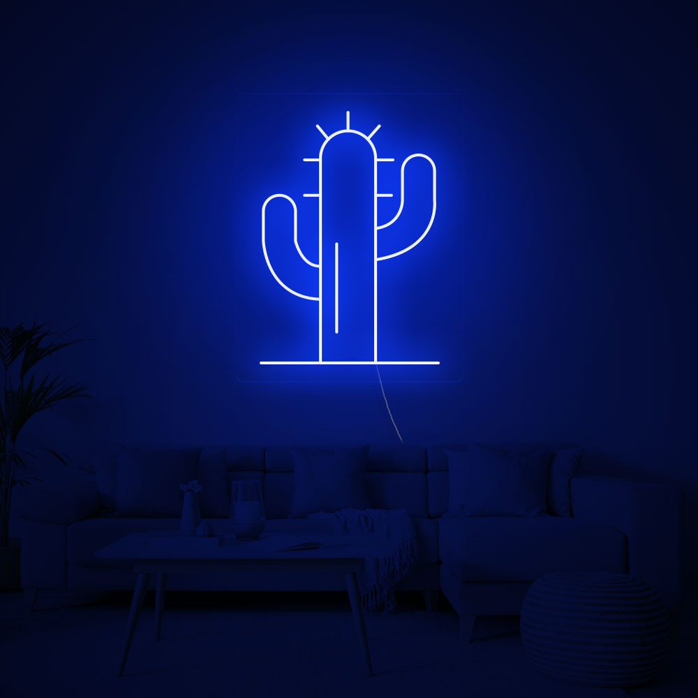 Cactus LED Neon Sign in Dark Blue