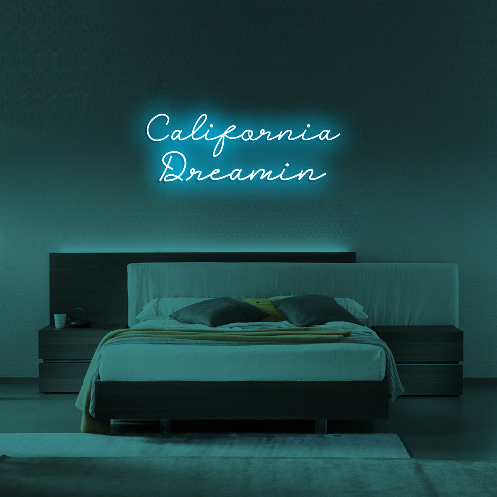 California Dreamin LED Neon Sign in Ice Blue