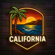 California Sunset Shield Neon Sign - MEON NEON