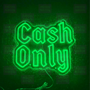 Cash Only LED Neon Sign - Vintage Tattoo Style - Bright Green Lettering - Traditional Shop Policy - MEON NEON