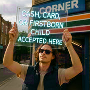 Cash, Card, Or Firstborn Child Accepted Here - LED Neon Sign