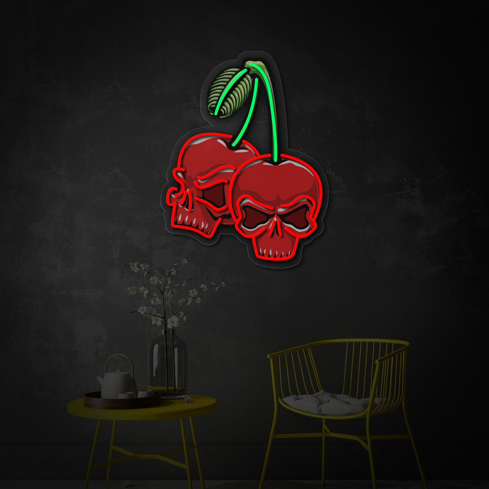 Cherry Skull LED Neon Sign | Gothic Food Art - MEON NEON