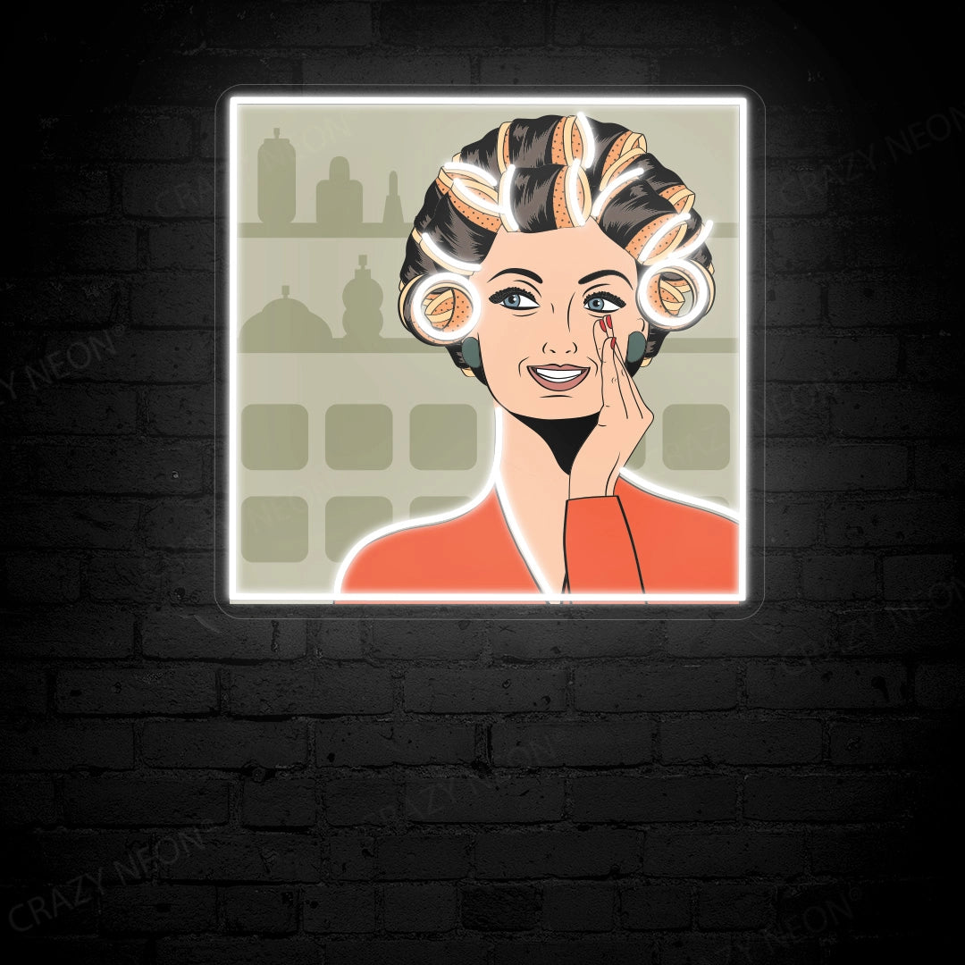 Chic Curly Hair Girl Art Work Neon Sign image 8