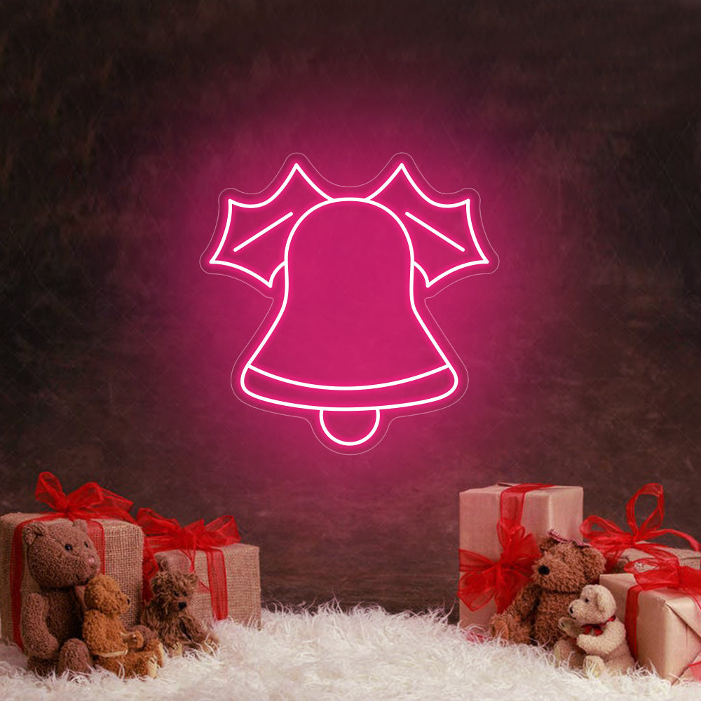 Christmas Bells LED Neon Sign (Style 1) in Light Pink