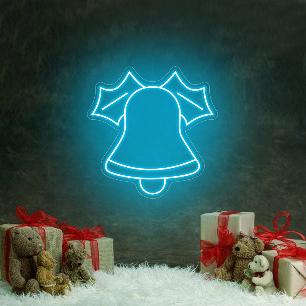 Christmas Bells LED Neon Sign (Style 1) in Ice Blue