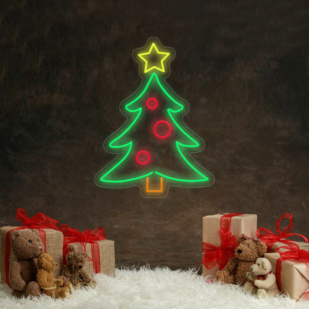 Christmas Tree LED Neon Sign (Multicolor) in Yellow + Green + Red + Orange