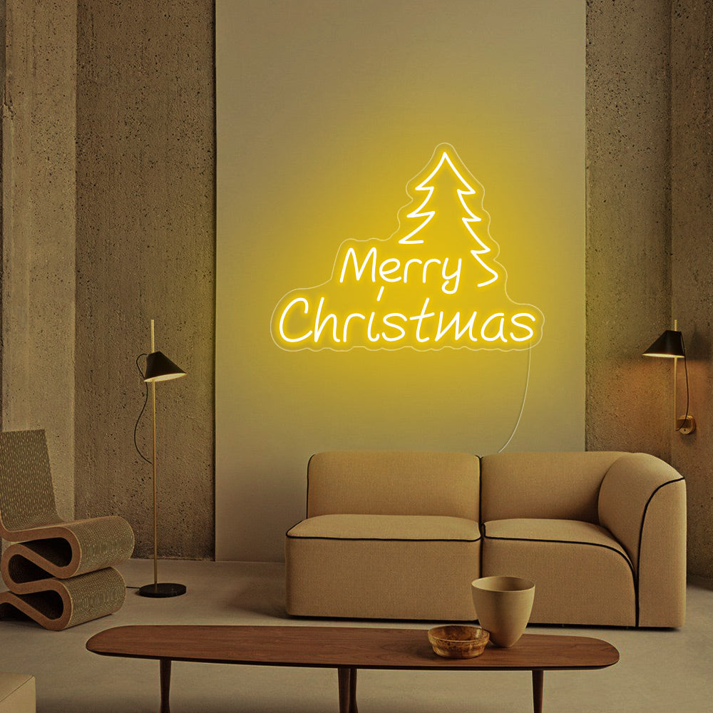 Christmas Tree LED Neon Sign (Style 1) in Orange