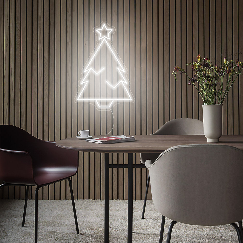 Christmas Tree with Star LED Neon Sign in Cool White