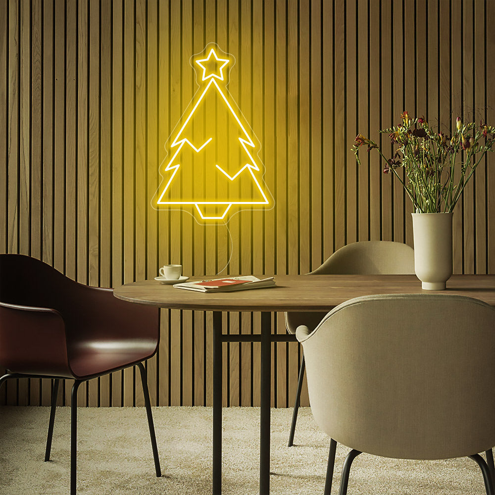 Christmas Tree with Star LED Neon Sign in Yellow