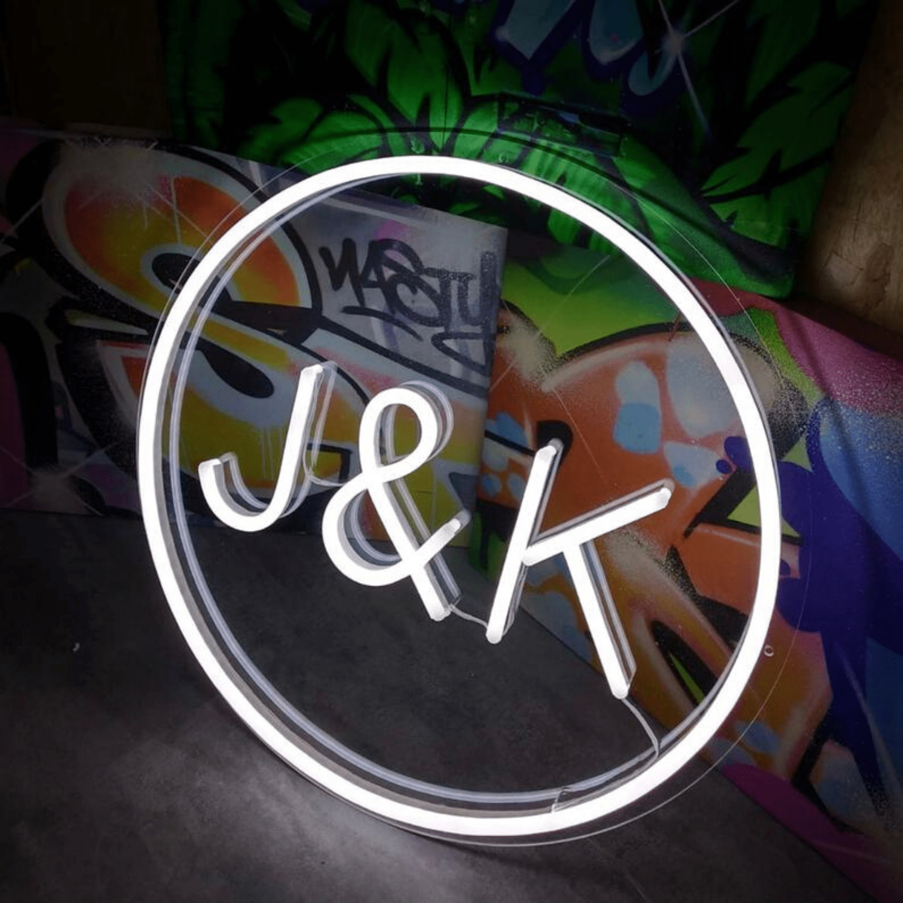 Circle Custom Initials Sign | Wedding neon sign image 4