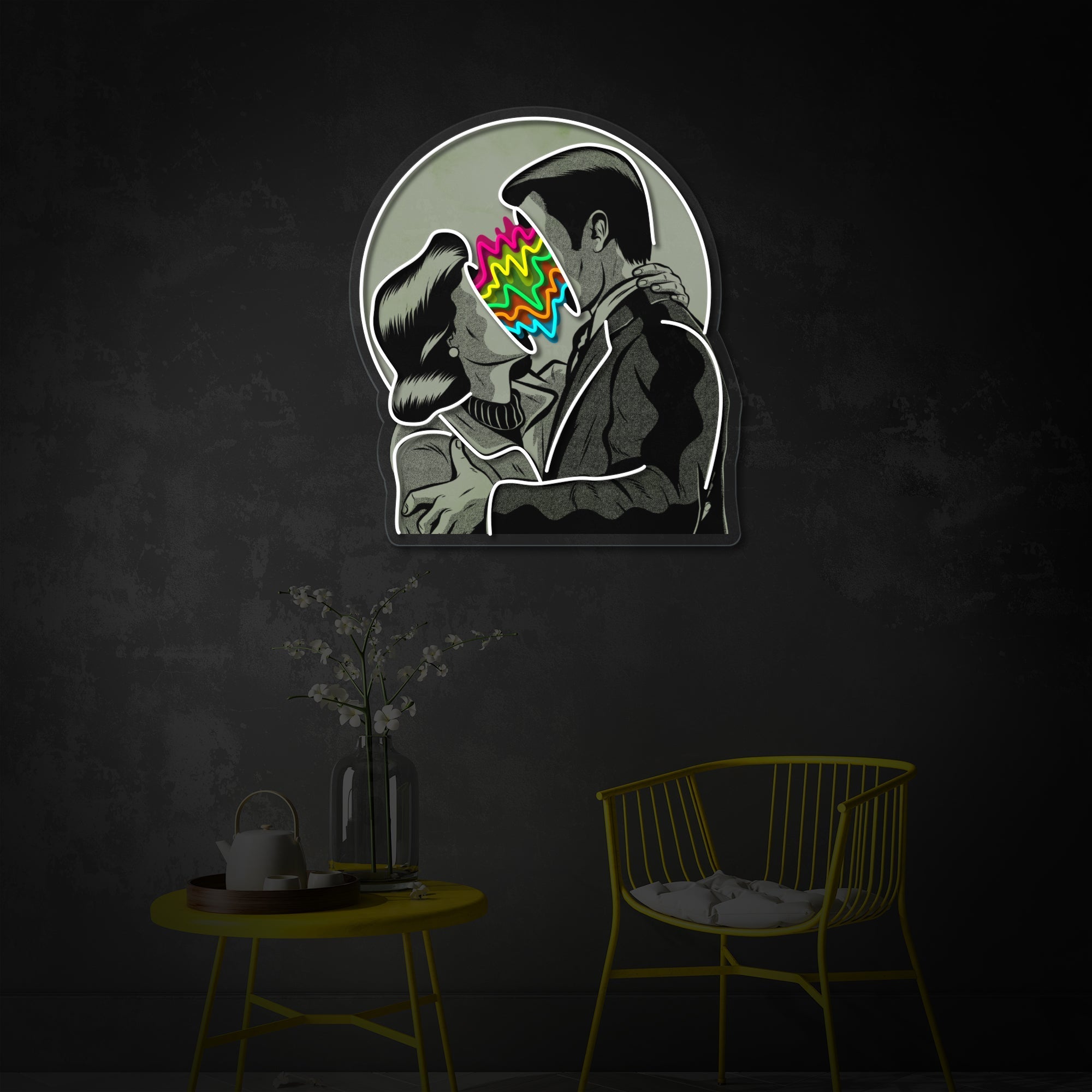 Kissing Couple LED Neon Sign | Love Wall Art