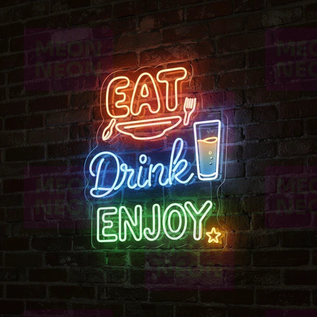 Colorful Eat Drink Enjoy LED Neon Sign