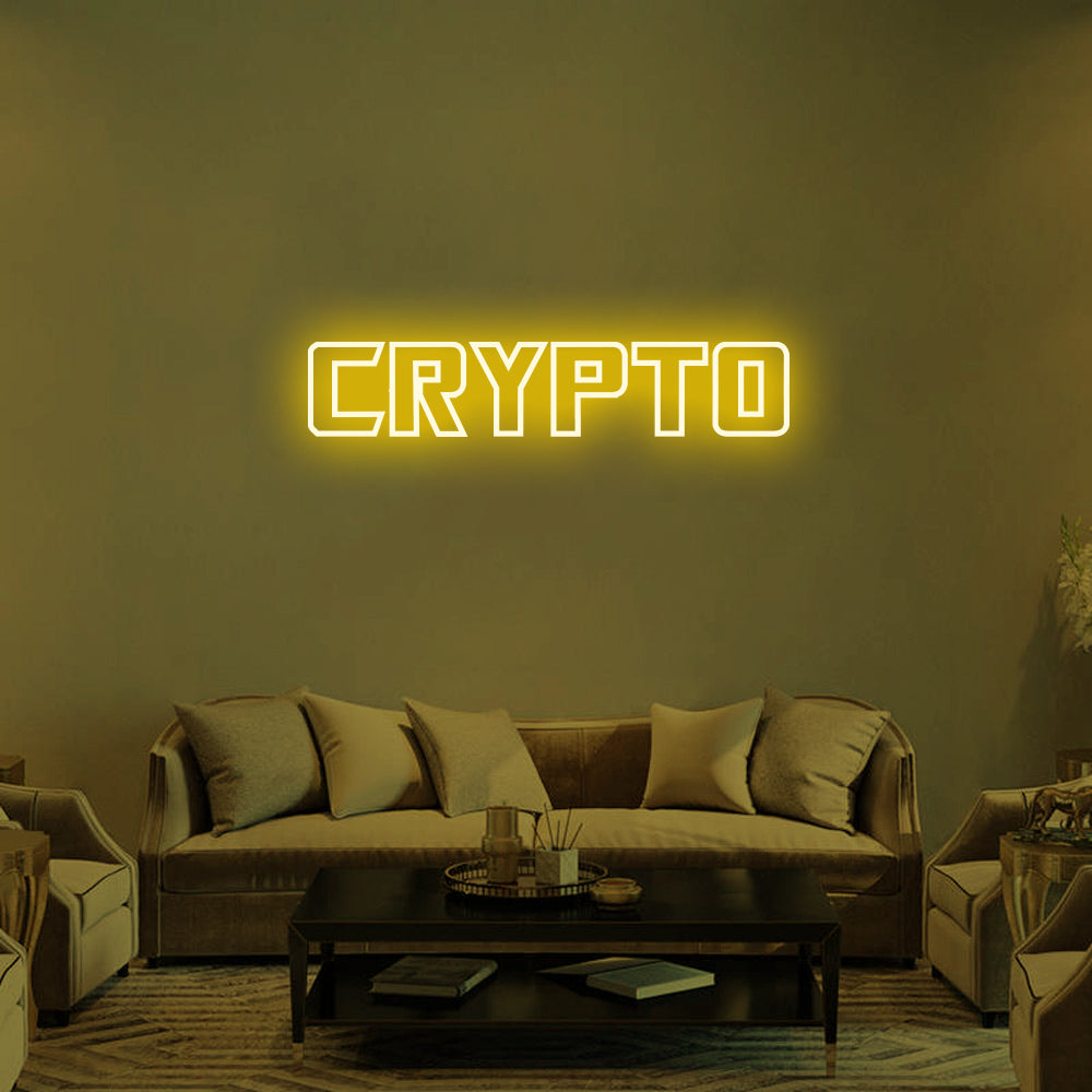 Crypto LED Neon Sign in Yellow