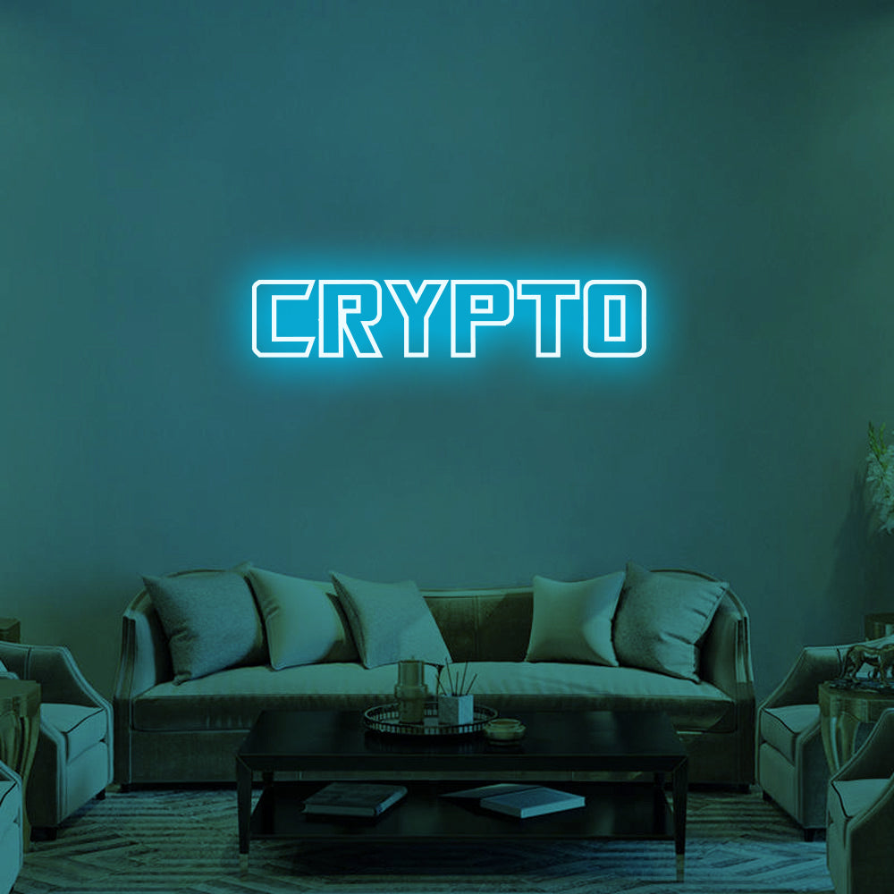 Crypto LED Neon Sign in Ice Blue