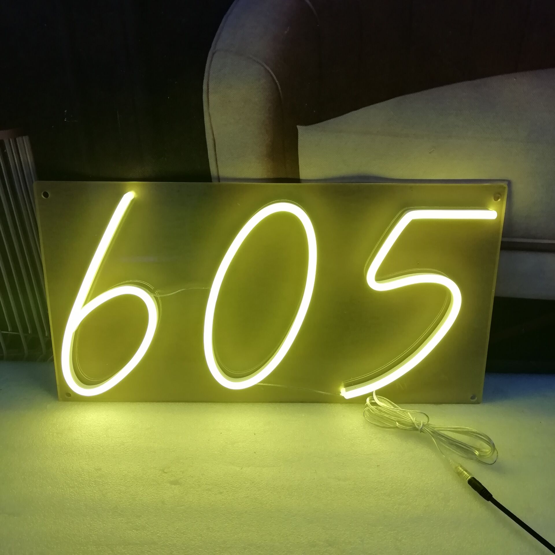 Custom Number LED Neon Sign in Light Pink