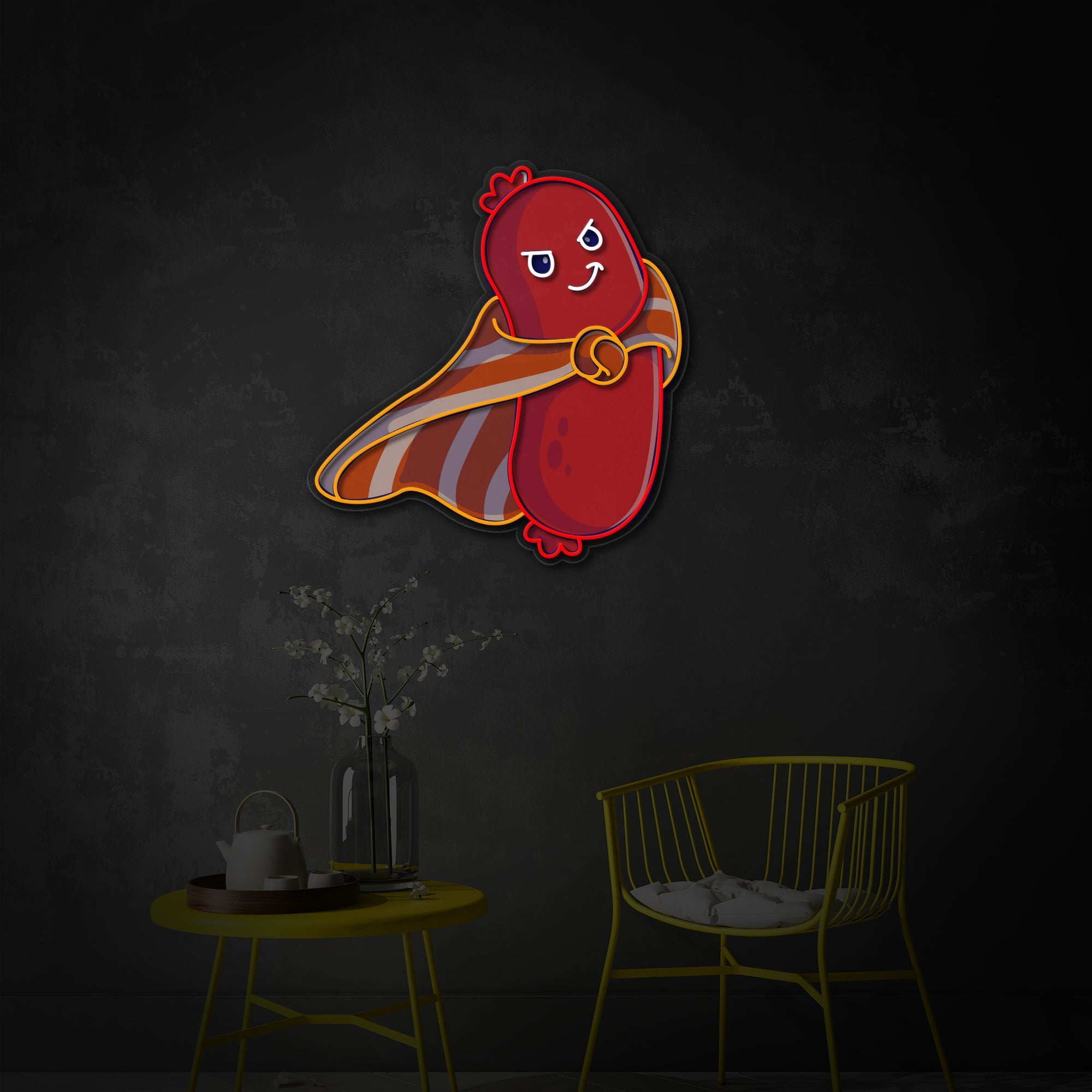 Hero Sausage LED Neon Sign | Food Character Art
