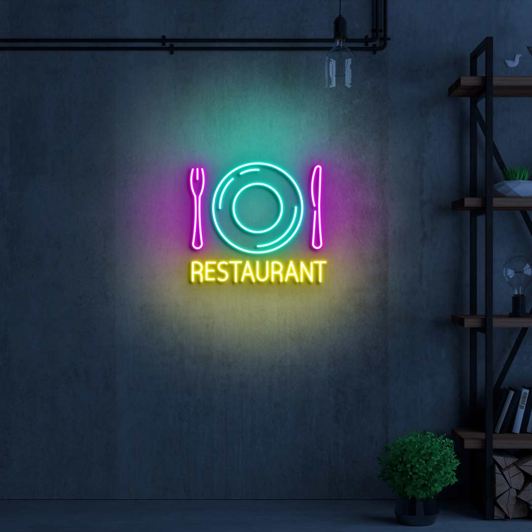 Cutlery & Dish Restaurant Neon Sign - Multicolor image 0