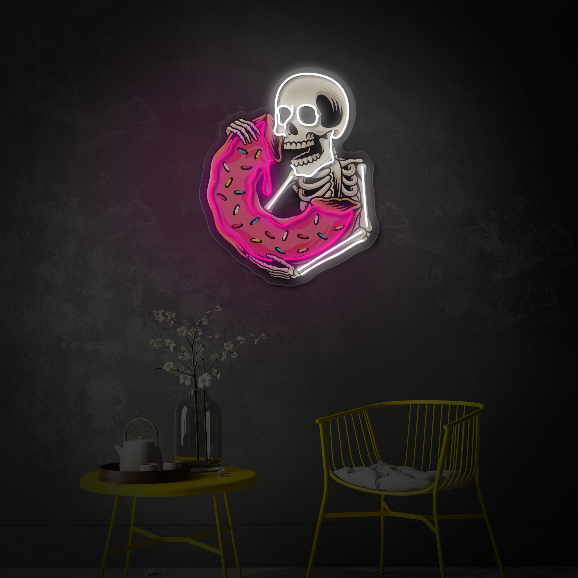 Donut Skull LED Neon Sign | Food Pop Art - MEON NEON
