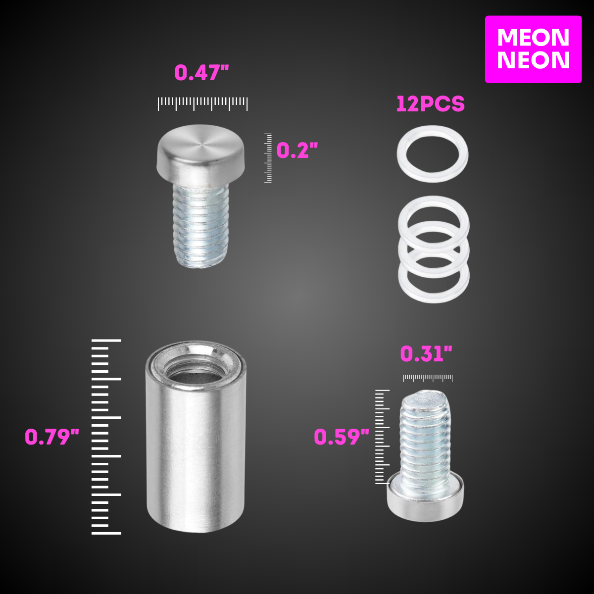 Double-Sided Standoff Mounts – Set of 4 | Premium Through-Panel Sign Hardware - MEON NEON