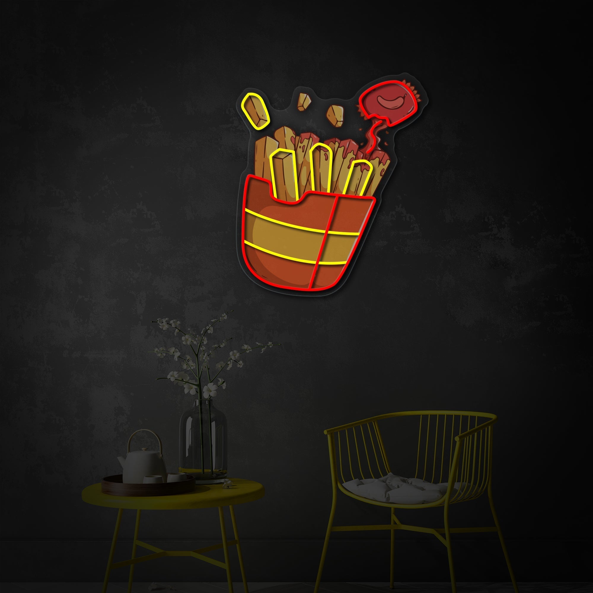 Spicy Fries LED Neon Sign | Fast Food Wall Art