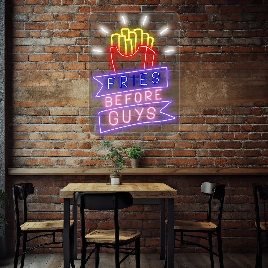 Fries Before Guys-Multicolor Neon Sign image 0