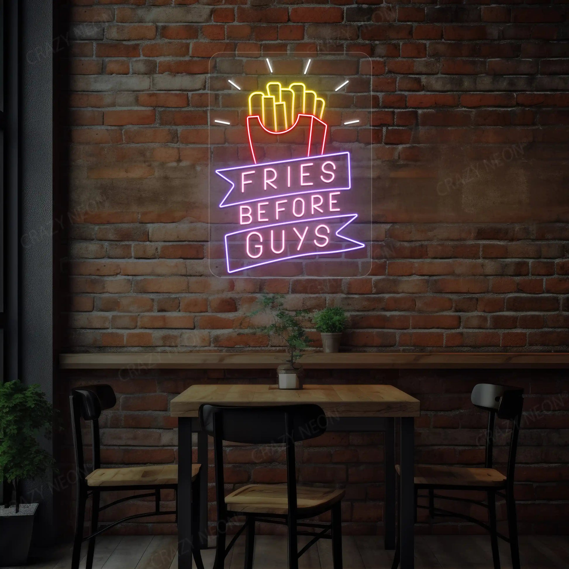 Fries Before Guys-Multicolor Neon Sign image 1