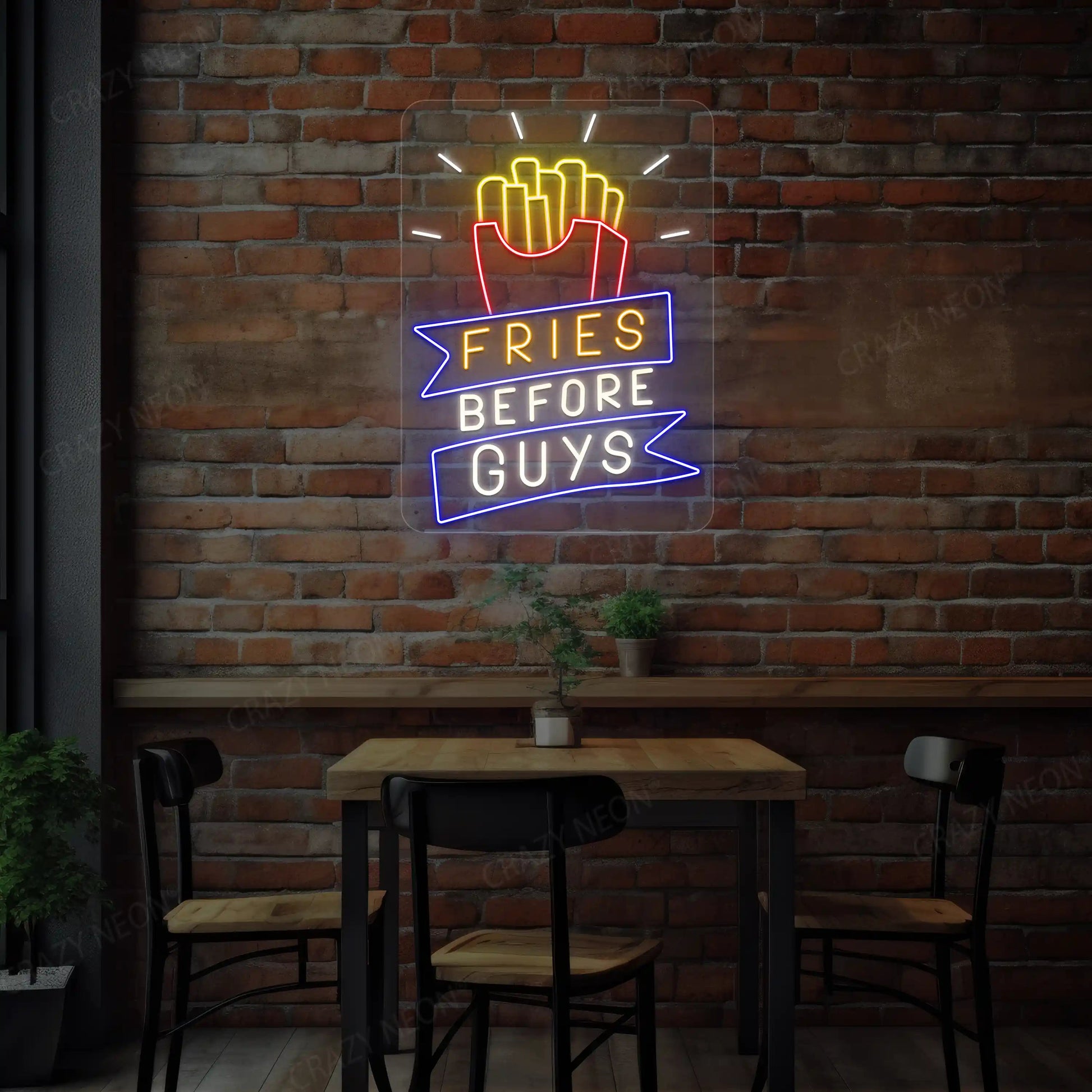 Fries Before Guys-Multicolor Neon Sign image 2