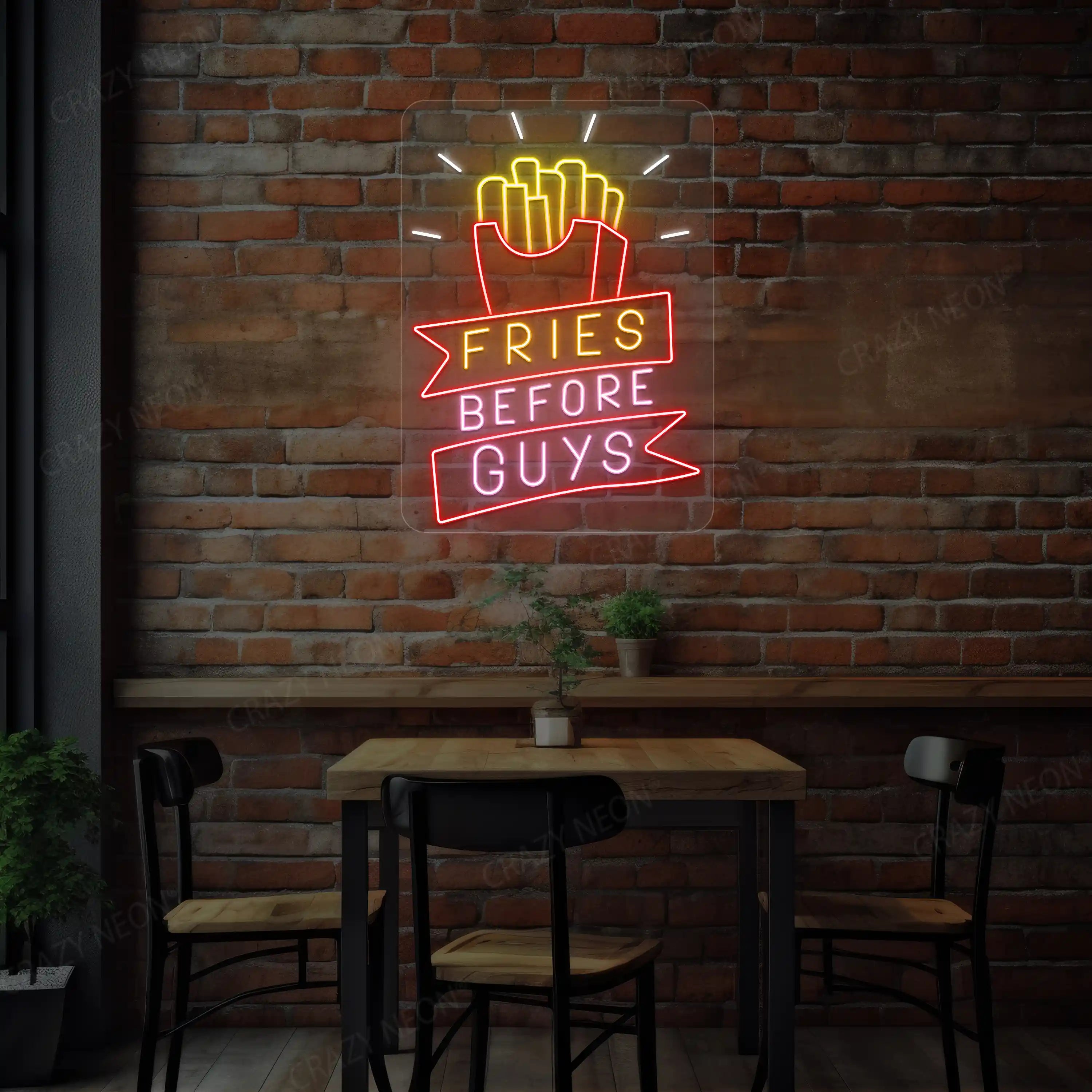 Fries Before Guys-Multicolor Neon Sign image 3