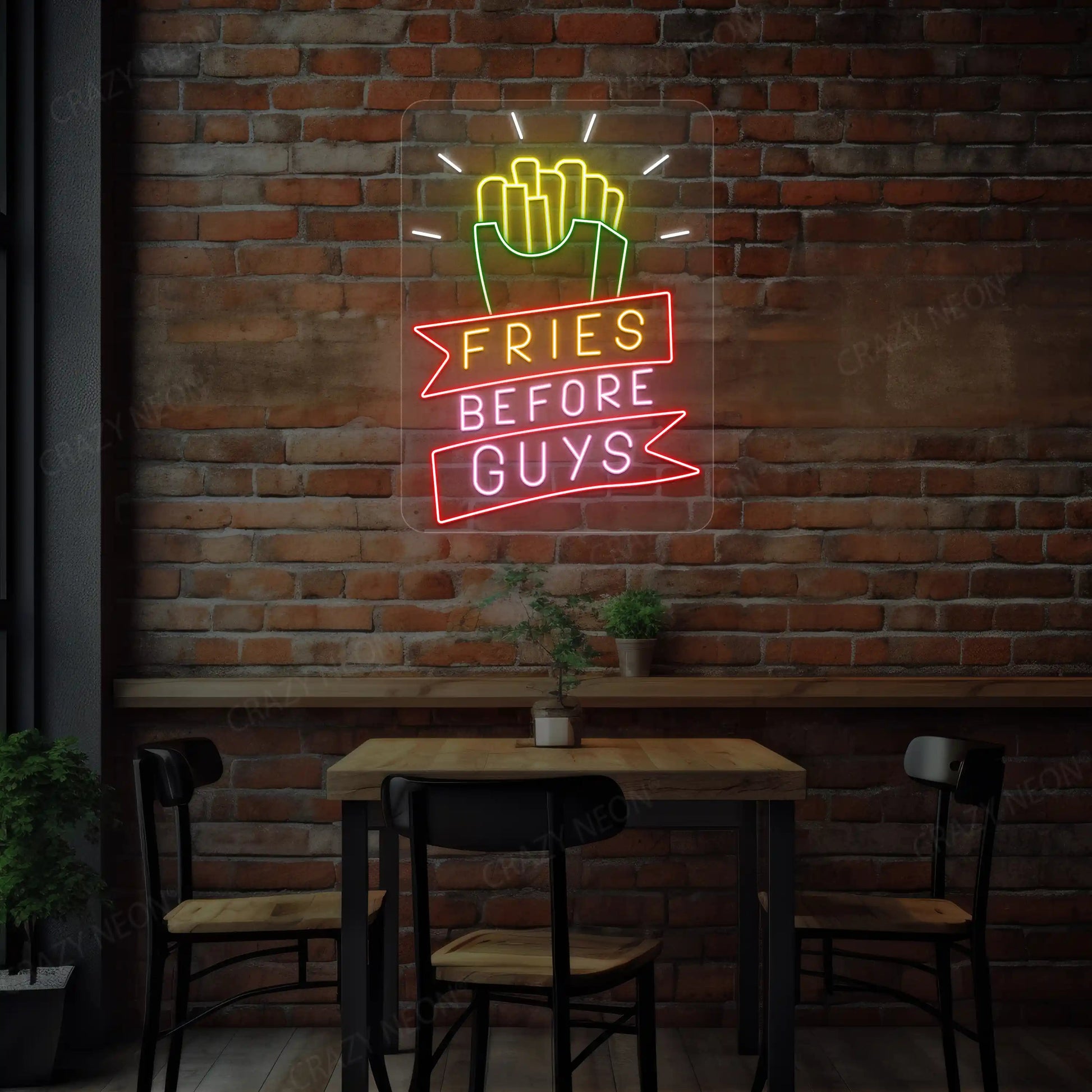 Fries Before Guys-Multicolor Neon Sign image 4
