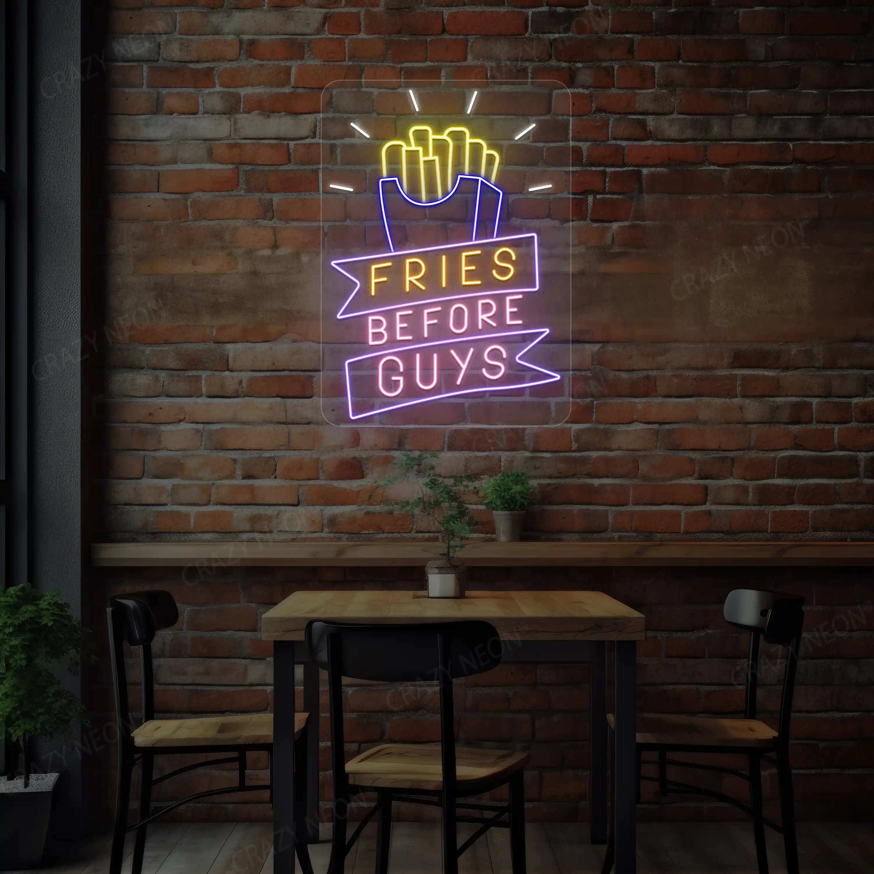 Fries Before Guys-Multicolor Neon Sign image 5