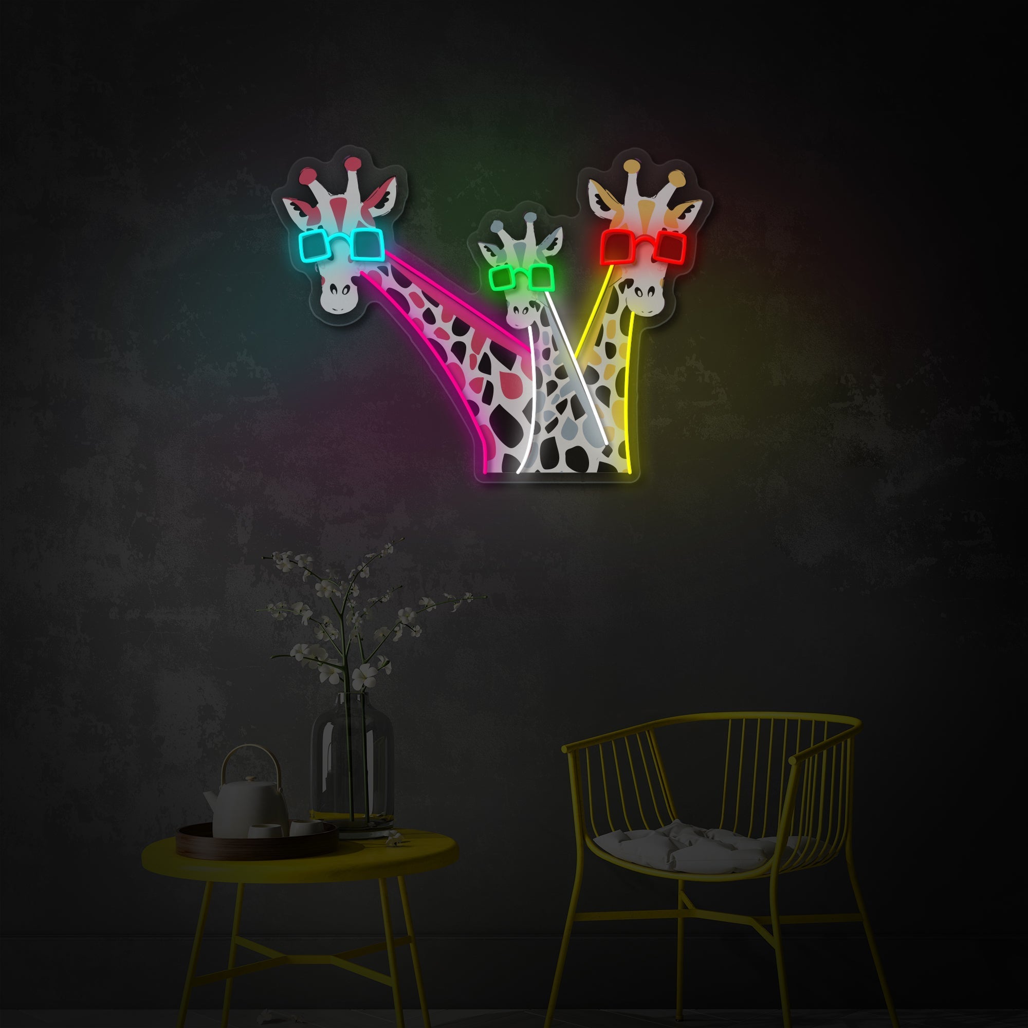 Cool Giraffes LED Neon Sign | Animal Pop Art