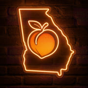 Georgia Peach Outline LED Neon Sign