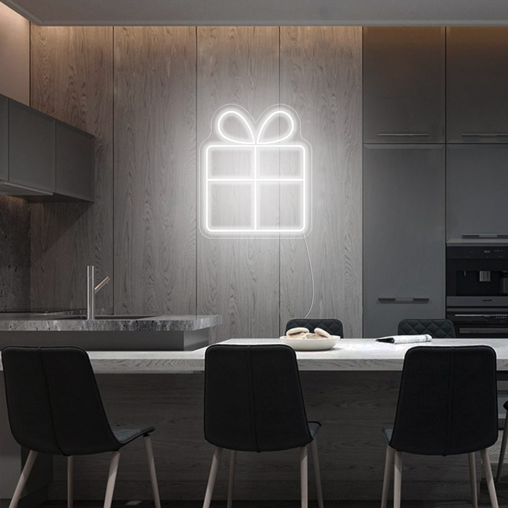 Gift Box LED Neon Sign in Cool White