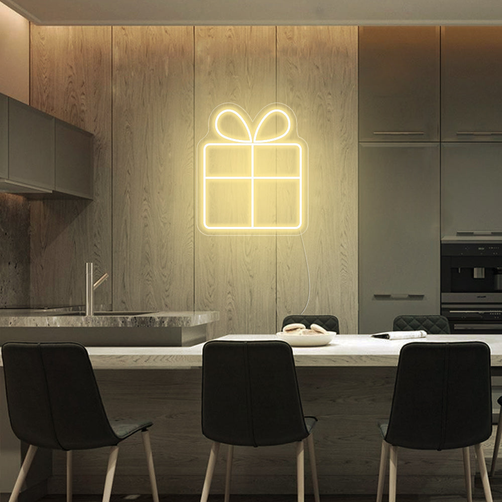 Gift Box LED Neon Sign in Warm White