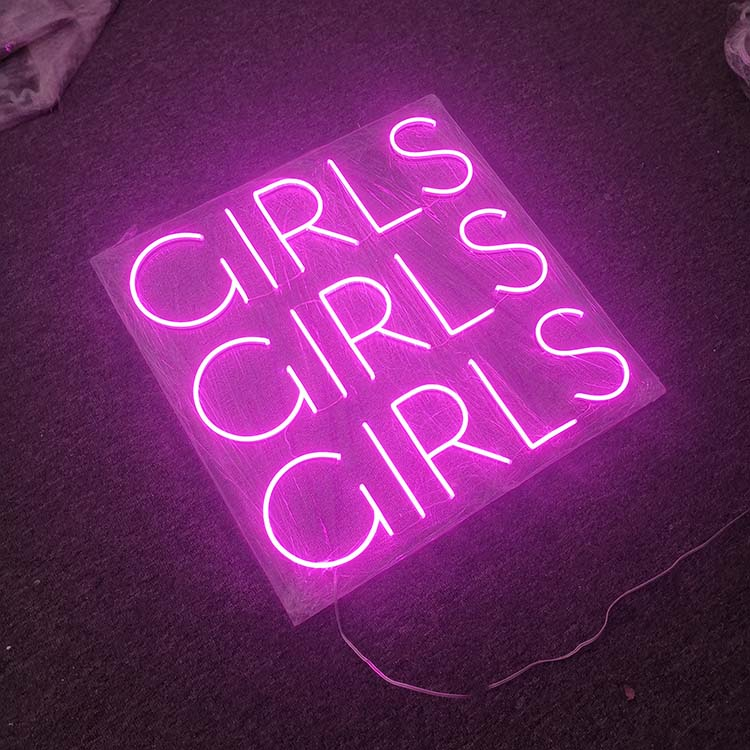 Girls Girls Girls LED Neon Sign in Baby Pink