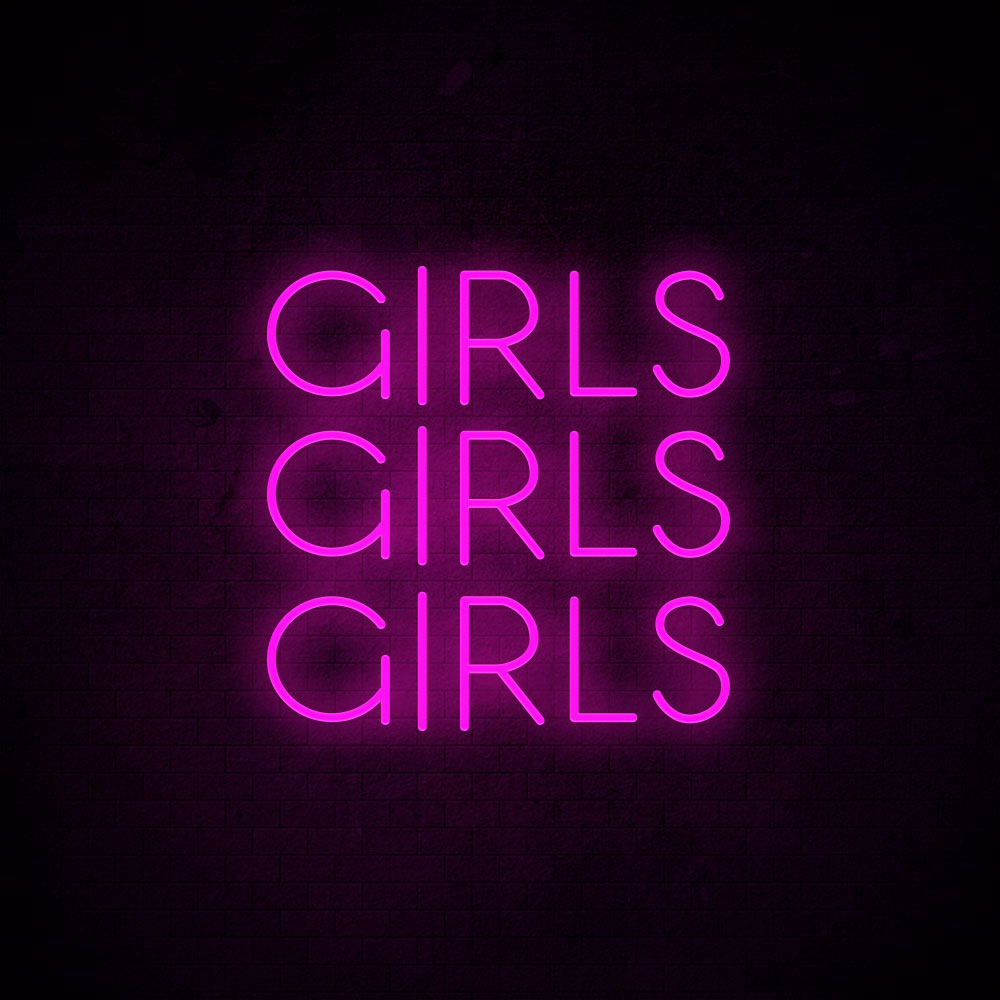 Girls Girls Girls LED Neon Sign in Purple