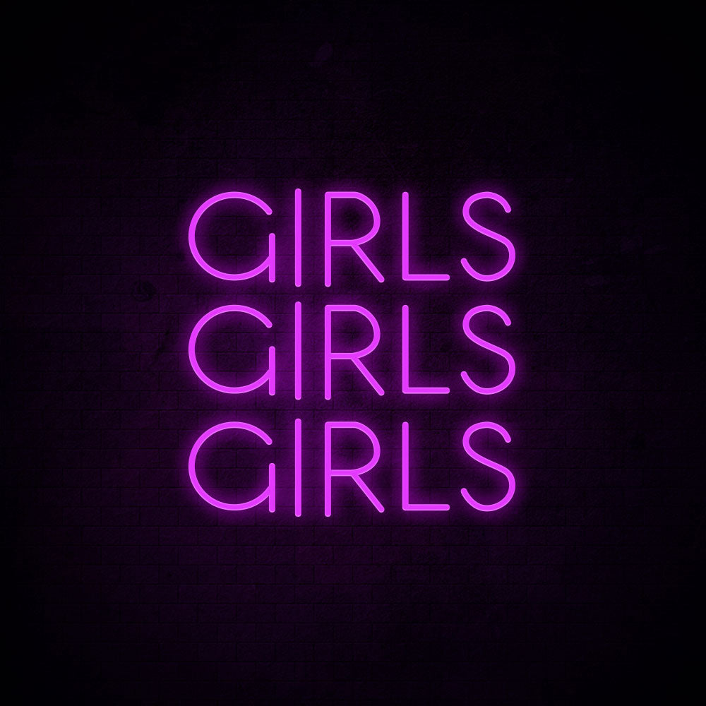Girls Girls Girls LED Neon Sign in Orange