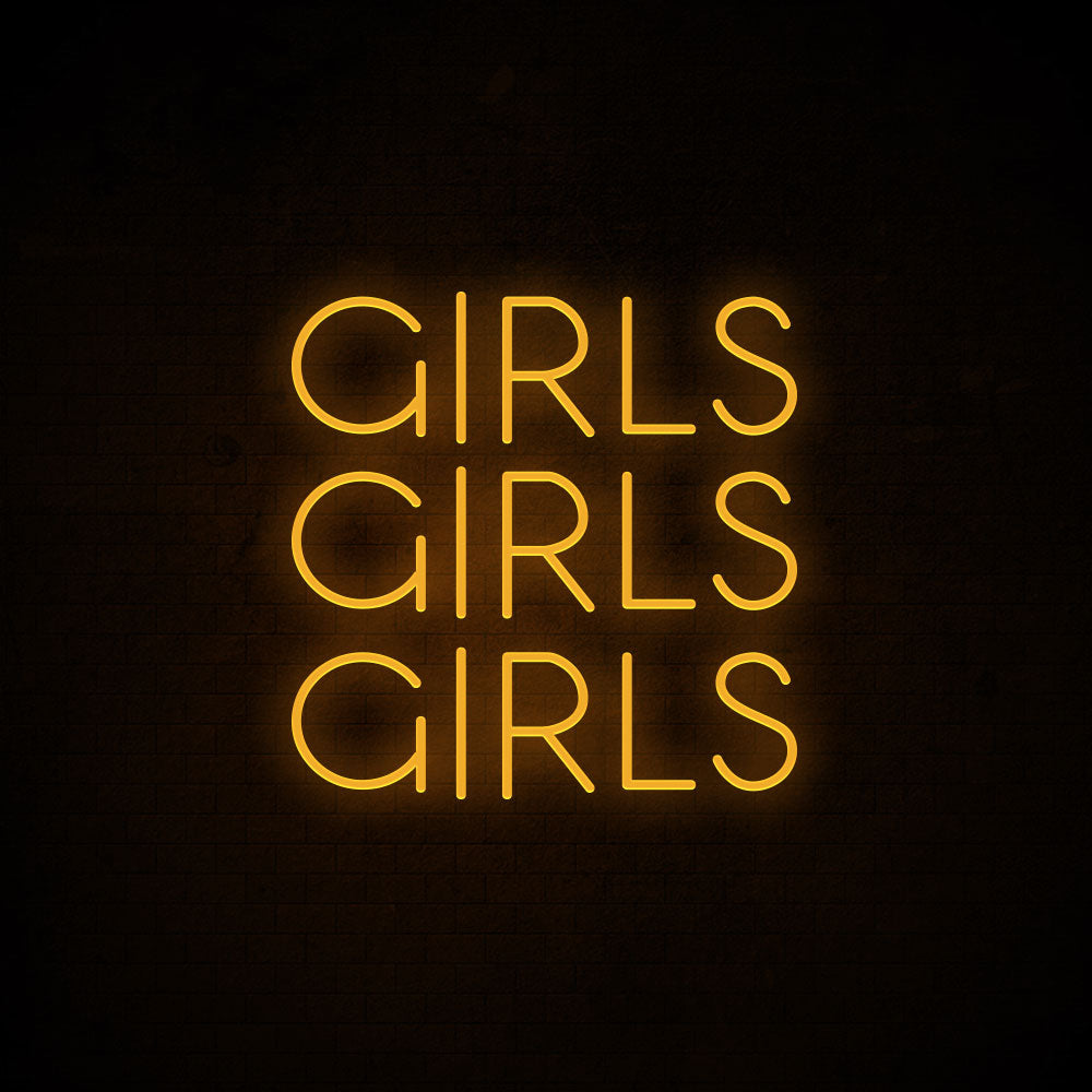 Girls Girls Girls LED Neon Sign in Cool White